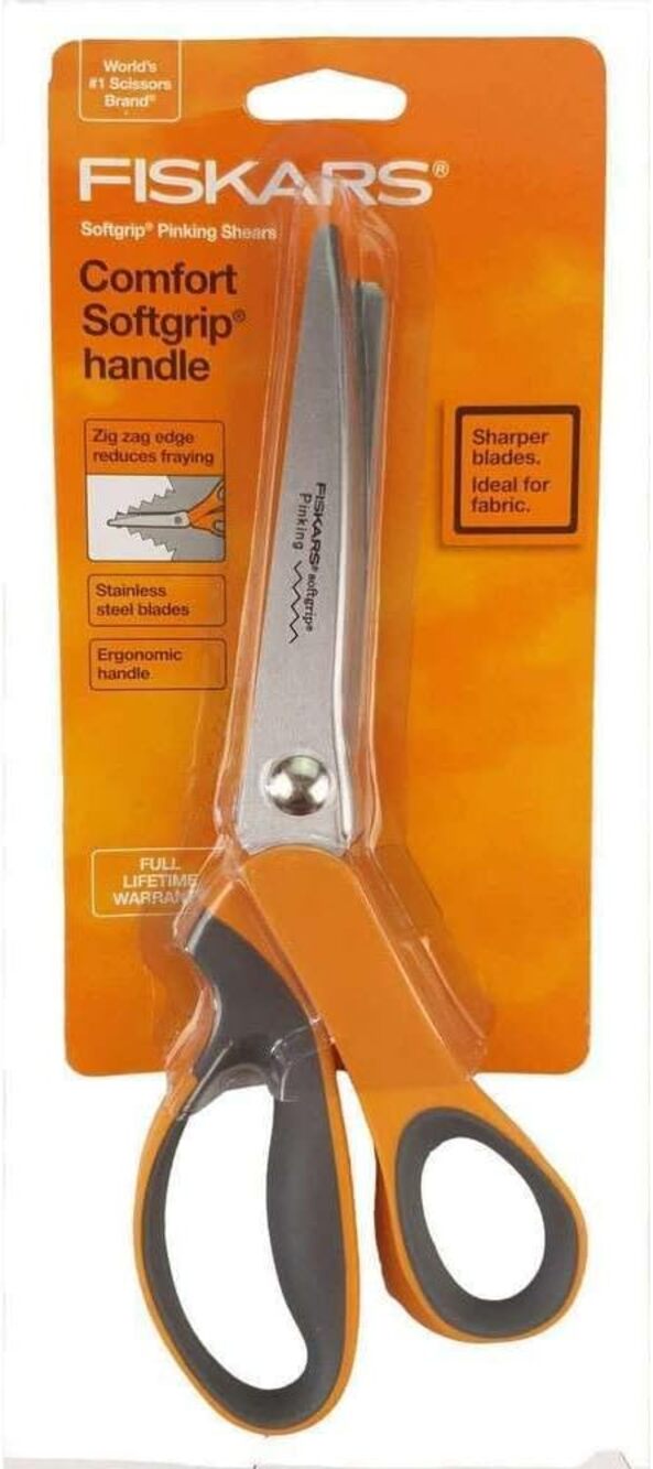 Fiskars 8" Softgrip Pinking Scissors,Orange,9.5" long